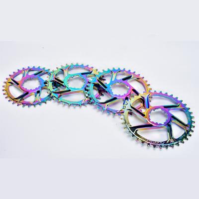 China CNC Machined Rainbow Bicycle Crank And Sprocket 32T/34T/36T/38T Bicycle Chain Ring Wide Narrow Bicycle Parts for sale