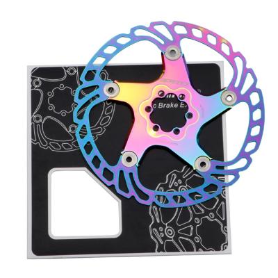 China Quick Cool Cavity Design Aluminum MTB Rainbow Down Colored Full Disc Brake Rotor CNC Road Bike Brake 140/160/180/203mm for sale