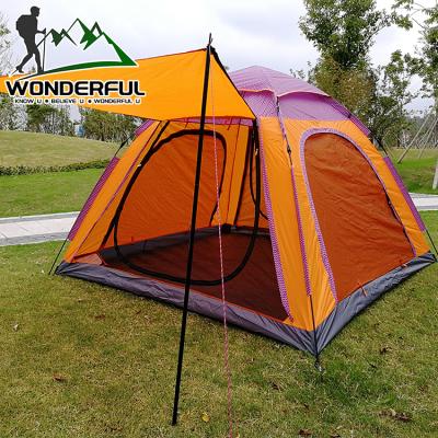 China 4 Waterproof Wholesale Anti-UV 6 Person Fiberglass Oxford Pole Sunshade Family Travel Outdoor Camping Tent for sale