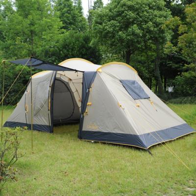 China Lightweight 4 6 Person Polyester Double Layer Outdoor Waterproof Family Hiking Travel Camping Tent With Two Rooms for sale