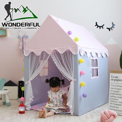 China Extended Type Textile Baby Princess Polyester Cotton Children's Wholesale Foldable Wholesale Indoor Play House Tent for sale