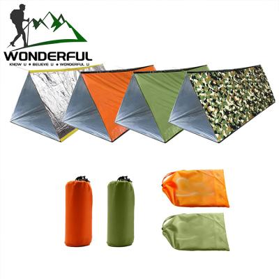 China Mobile Outdoor Sun Protection Pe Ultralight Camping House Survival Shelter Orange Emergency Tent for sale