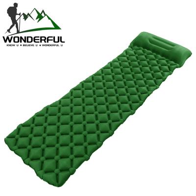 China Portable Folding Inflatable Sleep Pad Mat With Pillow Outdoor Activities Beach Picnic Camping TPU for sale