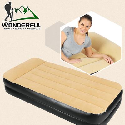 China Wholesale Inflatable Outdoor Activities PVC Double Assembling Portable Luxury Built In Pump Air Bed Camping Inflatable Mattress With Pillow for sale