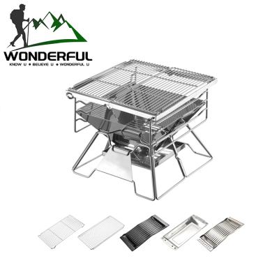 China Custom Outdoor Wholesale Portable And Folding Stainless Steel Super Lightweight Camping Cooking Portable Charcoal Mini Barbecue Grill for sale