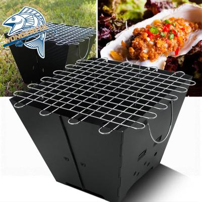 China Factory New Vertical Design Outdoor BBQ Fire Pit Portable Folding Camping Charcoal BBQ Grill Easy To Carry for sale