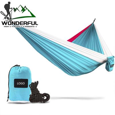 China 2.6mX1.4m Multi Color Lightweight Ultralight Nylon Rope Swing Hanging Camping Hammock For One Person for sale