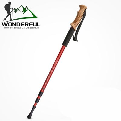 China Outdoor Activities Mountaineering Aluminum Alloy Ultralight Crutch Camping Cork Handle Walking Trekking Poles Shockproof Ultralight for sale