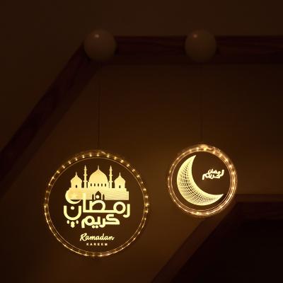 China Modern Hot Sale Led Crescent Moon Islamism Muslim Ramadan and Eid Lights Wall Window Decorations Acrylic Lights for sale