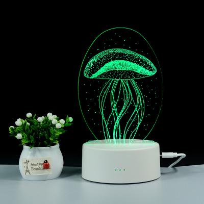 China Modern 3D Night Light Optical Illusion Lamp for Kids and Lovers 7 Colors Changing Acrylic LED Night Light for sale