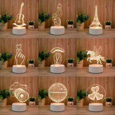 China Modern Warm Color Night Light 3D Night Light Acrylic USB Base Led 3d Lamp Optical Illusion Lamp for sale