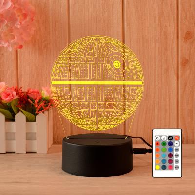 China Modern Black White Colors 16 Base 16 High Quality 3D Night Light With Acrylic for sale