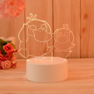 China New Modern Creative Two Colors Illusion Lamp 3D Button Control Bicolor 3D Night Light For Home Bedroom for sale