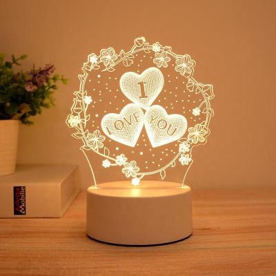 China Modern Valentine's Day Gift 3D USB LED Night Light Creative Romantic Warm Light for sale