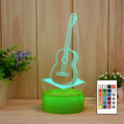 China Modern Valentines Day Gift Round Slit Light Base 7 Colors USB LED 3D Night Light Table Lamp With Remote Control for sale