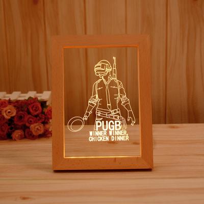 China Modern Acrylic LED Home Decoration Wooden Photo Frame Lights LED Night Light for sale