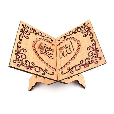 China HOT SALE Arab Quran Wooden Shelf Handicrafts Islamic Muslim Islamic Scriptures Display Stand for sale