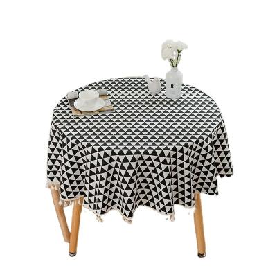 China Waterproof Geometric Printed Nordic Diner Round European Cotton Decorations Table Covering Fabrics For Party Home Hotel for sale