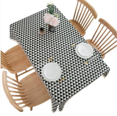 China Mechanical washable special design, widely used cotton and linen blended tablecloth, waterproof checkered tablecloth for sale