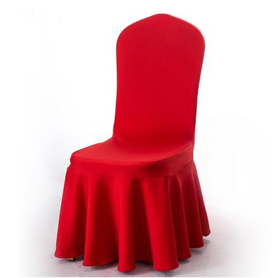 China Wrinkle Free Aobowei Pure Color Stretchable Chair Covers Wave Skirt Hotel Banquet Chair Cover for Wedding and Party for sale