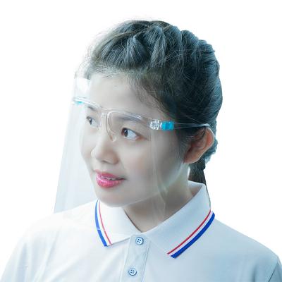 China PC+PVC Safety Anti Fog Clear Face Shield Mask With Goggles Frame Transparent Glass Frame Face Shield for sale