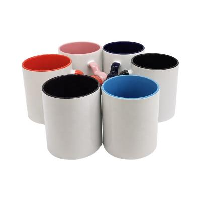 China Viable Wholesale Colored Ceramic Heart 11oz Handle Mug Sublimation Mug Photo Heat Transfer Mug for sale