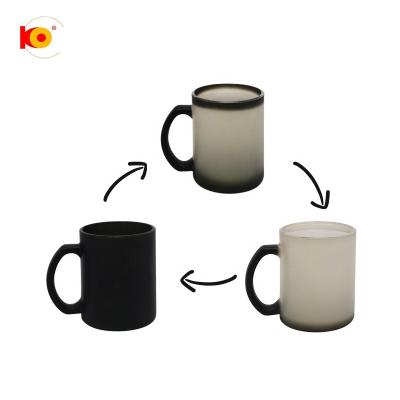 China New Arrival Viable 11oz Matte Black Color Changing Glass Coffee Mug for sale