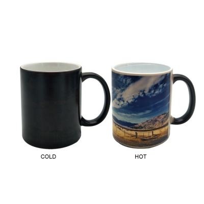 China Viable Creative Ceramic 11oz Color Changing Mug Mug Sublimation Magic Mug for sale