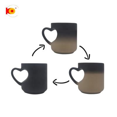 China Viable Factory Customized 11oz Sublimation Heart Shape Magic Mugs for sale