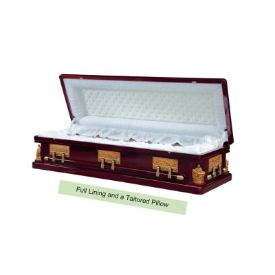 China Hot Selling European Style Funeral Casket Solid Wood Casket With Last Supper Corner for sale