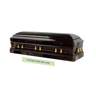 China European Style Wide Open Black Color China Style Solid Wood Wooden Casket and Fir Casket for sale