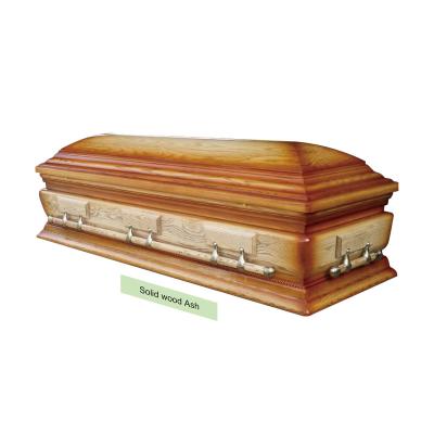 China European Cheap Burial Style Adult Solid Wood Ash Wooden Coffin from Cofani Funebri for sale