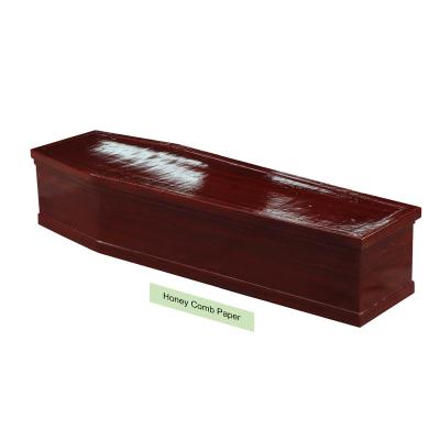 China Ataudes Latin American Style High Gloss Varnish Funeral Supplies Coffin With Paper for sale