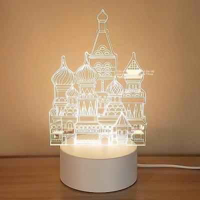 China Wholesale Creative Custom 3D Illusion Usb Room Kids Acrylic Acrylic Base Eco-friendly Battery Led Night Light for sale