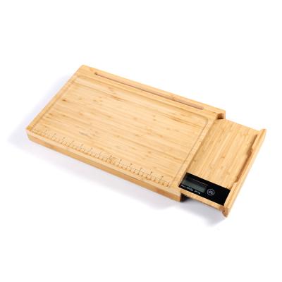 China Sustainable Large Rectangular Bamboo Cutting Board For Kitchen With Magnetic Storage Digital Kitchen Scale for sale