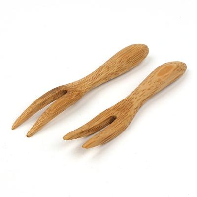 China Mini Fork Viable For Serving Party Reusable Eco Friendly Customized Bamboo Cutlery Knife Forks And Spoons Flatware Set for sale