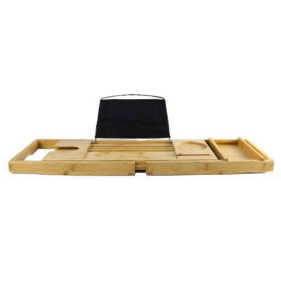 China Sustainable Wholesale Luxurious Hotel Extend Bathtub Tray Organizer Natural Bamboo Caddy for sale