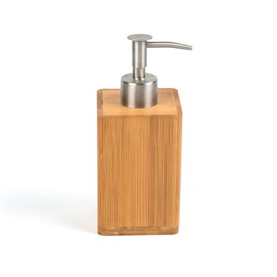 China Modern Convenient Pump Liquid Soap Bamboo Dispenser Modern Design Bathroom Shower Accessory for sale