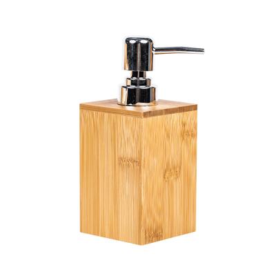 China Modern Wholesale Bamboo Wooden Hand Bathroom Pump Shower Soap Liquid Dispenser for sale