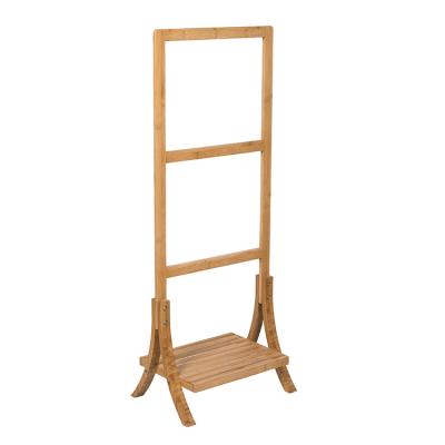 China Factory Wholesale 3 Tier Bathroom BRIEF Bathroom Shower Bath Towel Rack Bamboo Wooden Rack for sale