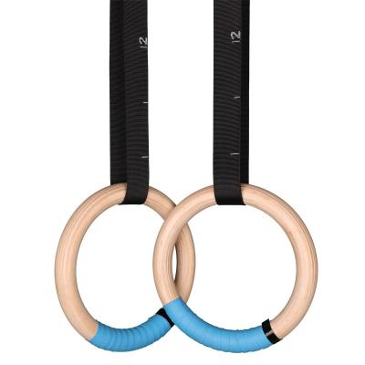 China New Style Popular Birch Sports Adjustable Wooden Gymnastic Rings With Straps for sale