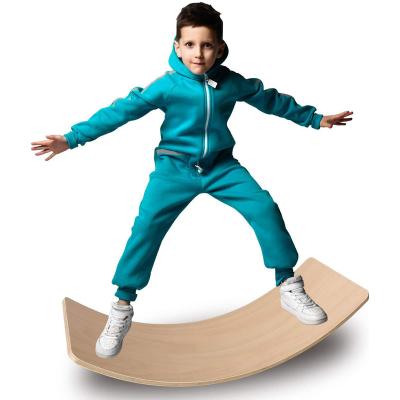 China Body Kids Board Balance Board Curved Wooden Seesaw For Toddlers Kids Play Teens Fitness Adults Desk Natural Wood for sale