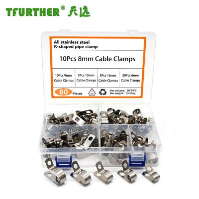 China Stainless Steel Tube All Pipe Connection R Shaped Clamp 80PCS for sale