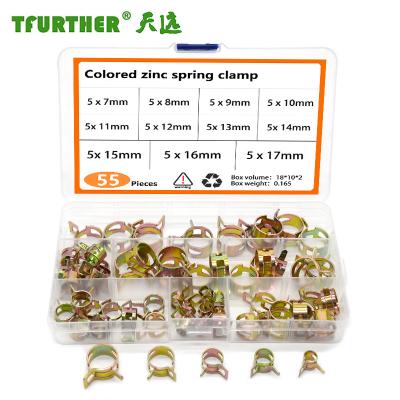 China Metal Buckle Tube Circle Piping Throat Circle Water Tube Circle Colored Galvanized Spring Clamp 55PCS Set for sale