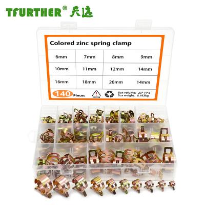 China Pipe Connection Colorful Galvanized Spring Clamp 140PCS Set Elastic Throat Circle Box Galvanized Pipe Circle Water Circle for sale