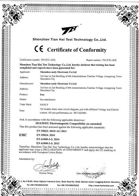 CE - Shenzhen Sanly Electronic Co., Ltd.