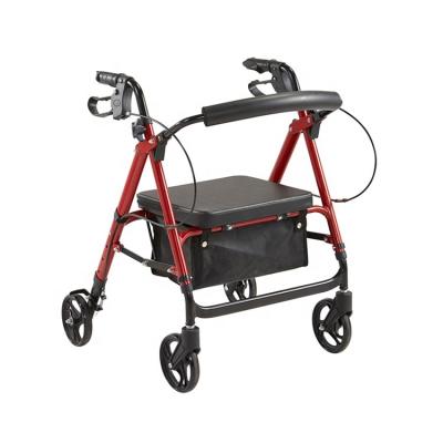 China Hot Selling Lightweight Lightweight Product Elderly Aluminum Alloy 4 Wheel Rollator Walker With Seat for sale