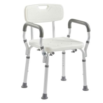 China Aluminum alloy +PE hollow blow molding. Hot Selling Non Slip Shower Chair Bath Stool Bathroom Chairs With Backrest And Armrest For Pregnant Woman for sale