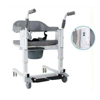 China Mild Steel And Plastic Electric Patient Lifting Chair Lithium Battery Commode Chair With Remote Control for sale