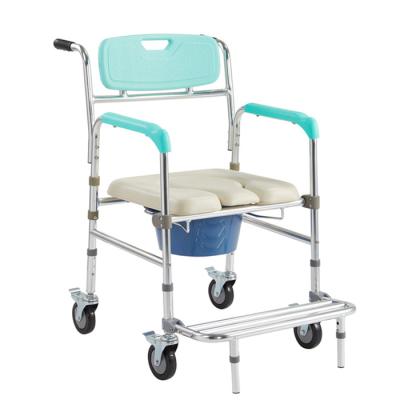 China Aluminum Alloy Bathroom Shower Commode Hospital Disabled Medical Toilet Chair With Wheels for sale